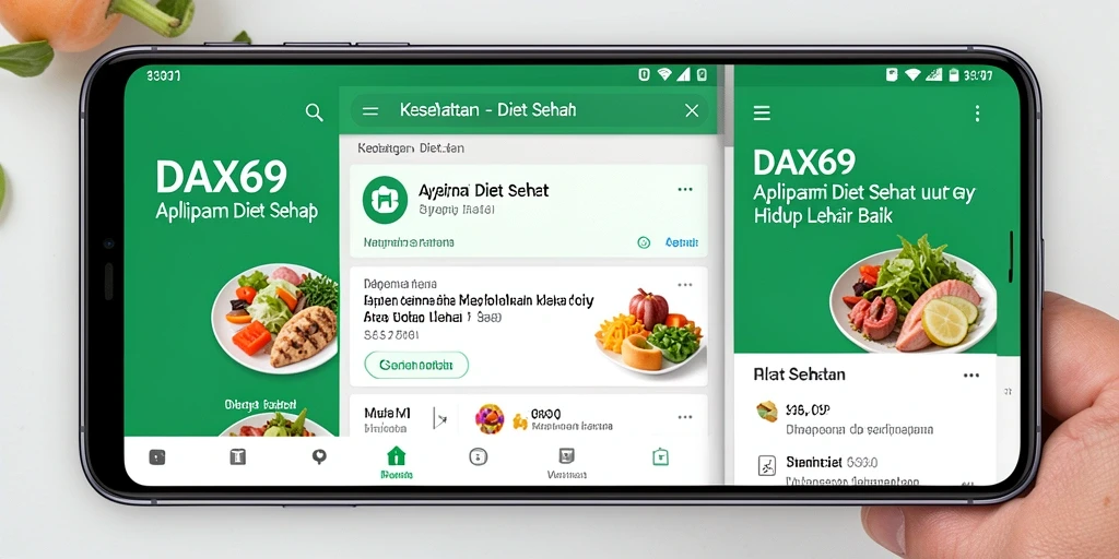 Tampilan antarmuka DAX69 yang intuitif untuk diet sehat.