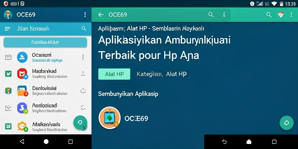 Antarmuka OCE69 yang menunjukkan pilihan aplikasi untuk disembunyikan.