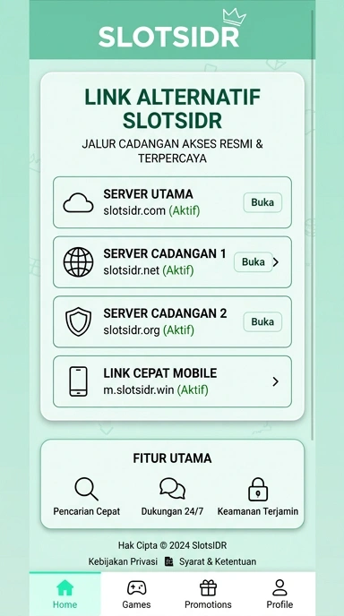 Tampilan link alternatif slotsidr